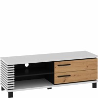 Tv galdiņš LAMIR 2S, Balts/Ozols artisan/Melns